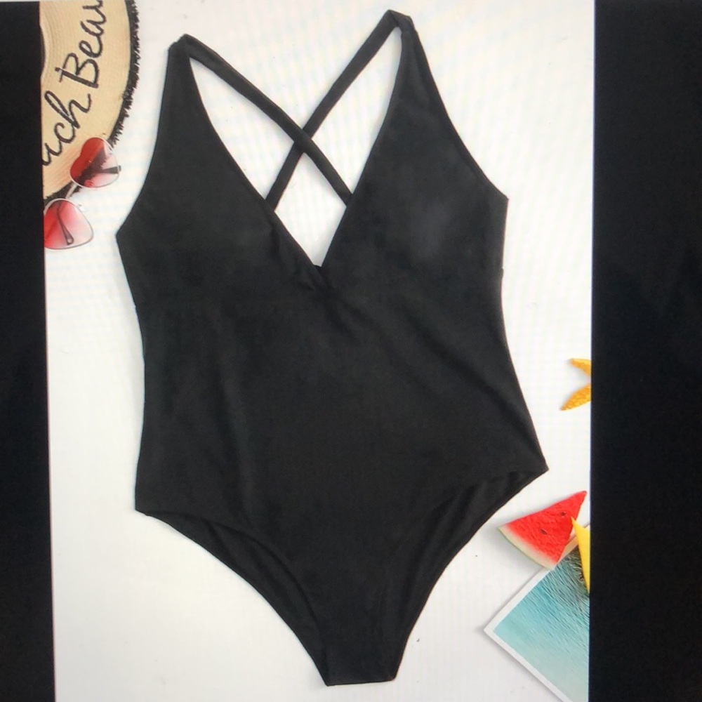 Criss cross low back bathing suit